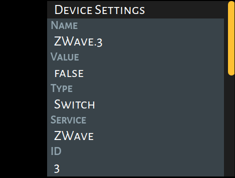 Theatersoft ZWave Device Settings